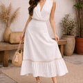 ASPRIN White Boho Midi Dress – Luxury Turkish Summer Style