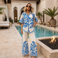 ASPRIN Blue Floral Two-Piece Set – Luxury Turkish Summer Outfit