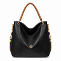Molita Black Leather Shoulder Handbag with Tan Handle – Turkish Design
