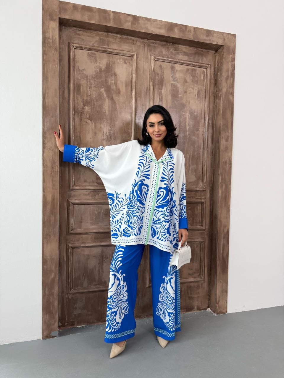 MSN Royal Azure Palazzo Set – Luxury Turkish Two-Piece Outfit