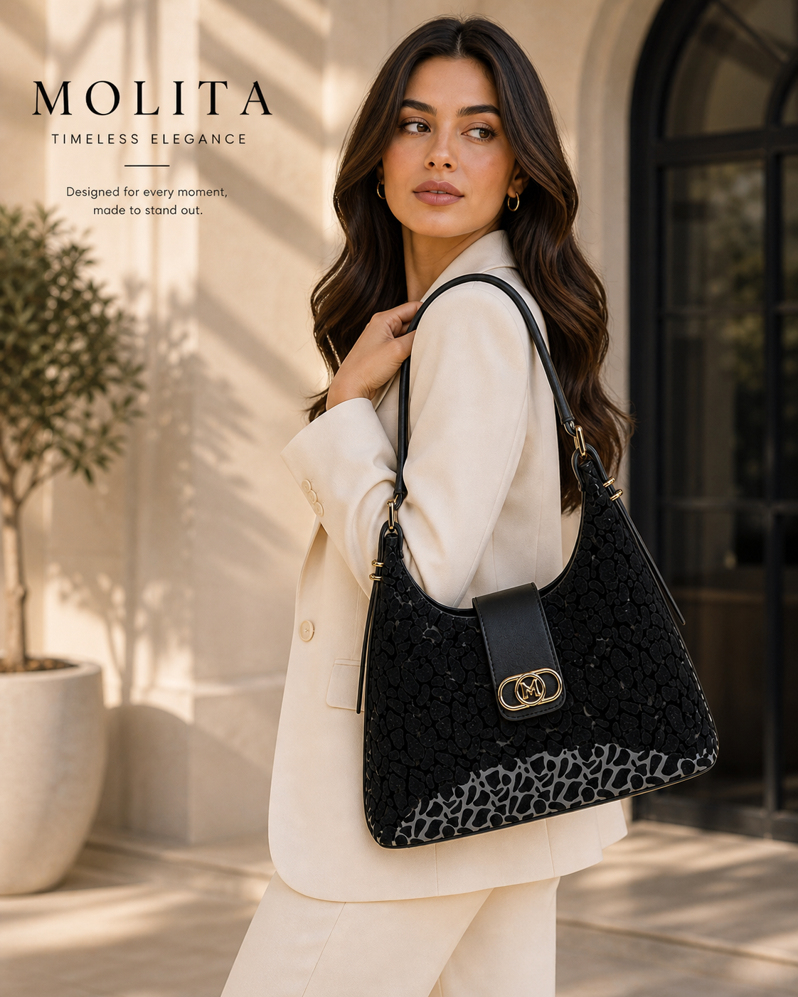 Molita Black Pattern Vegan Leather Handbag – Turkish Design