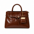 Molita Brown Glossy Leather Tote Handbag – Turkish Design