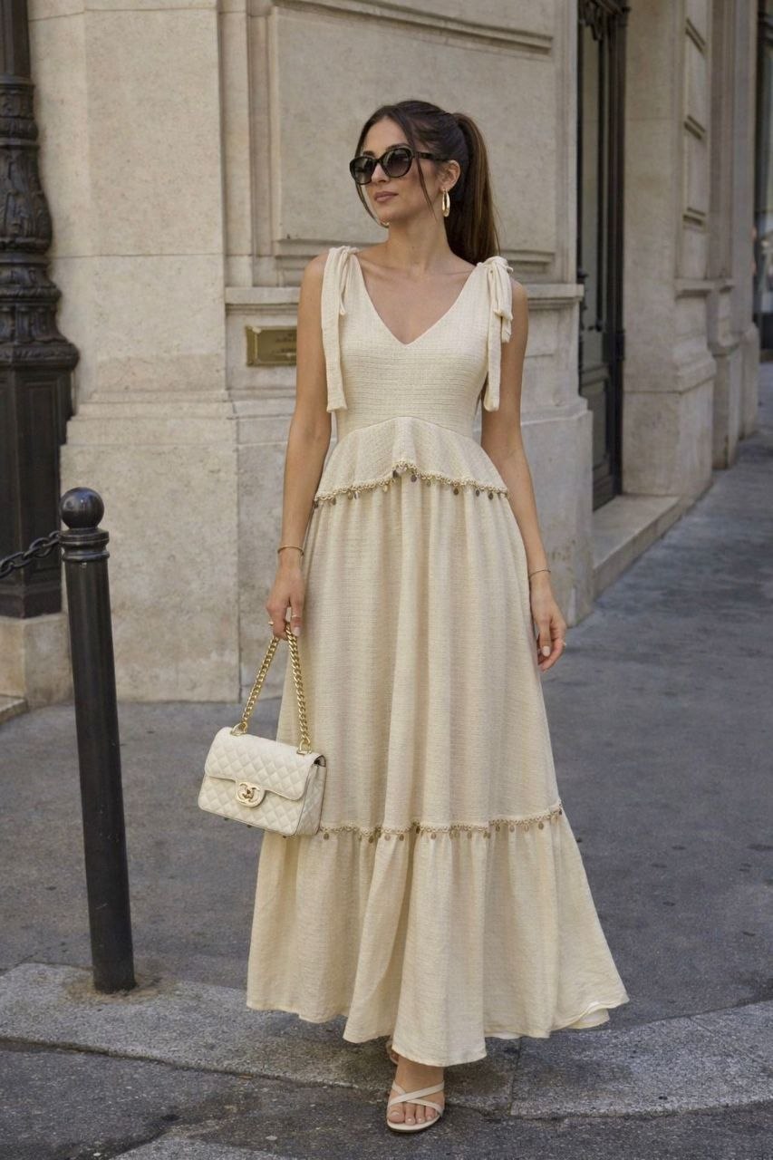 ASPRIN Champagne Grace Maxi Dress – Luxury Turkish Beige Dress