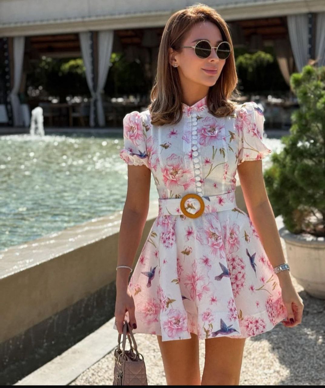 ASPRIN Rosé Blossom Mini Dress – Luxury Turkish Floral Summer Dress