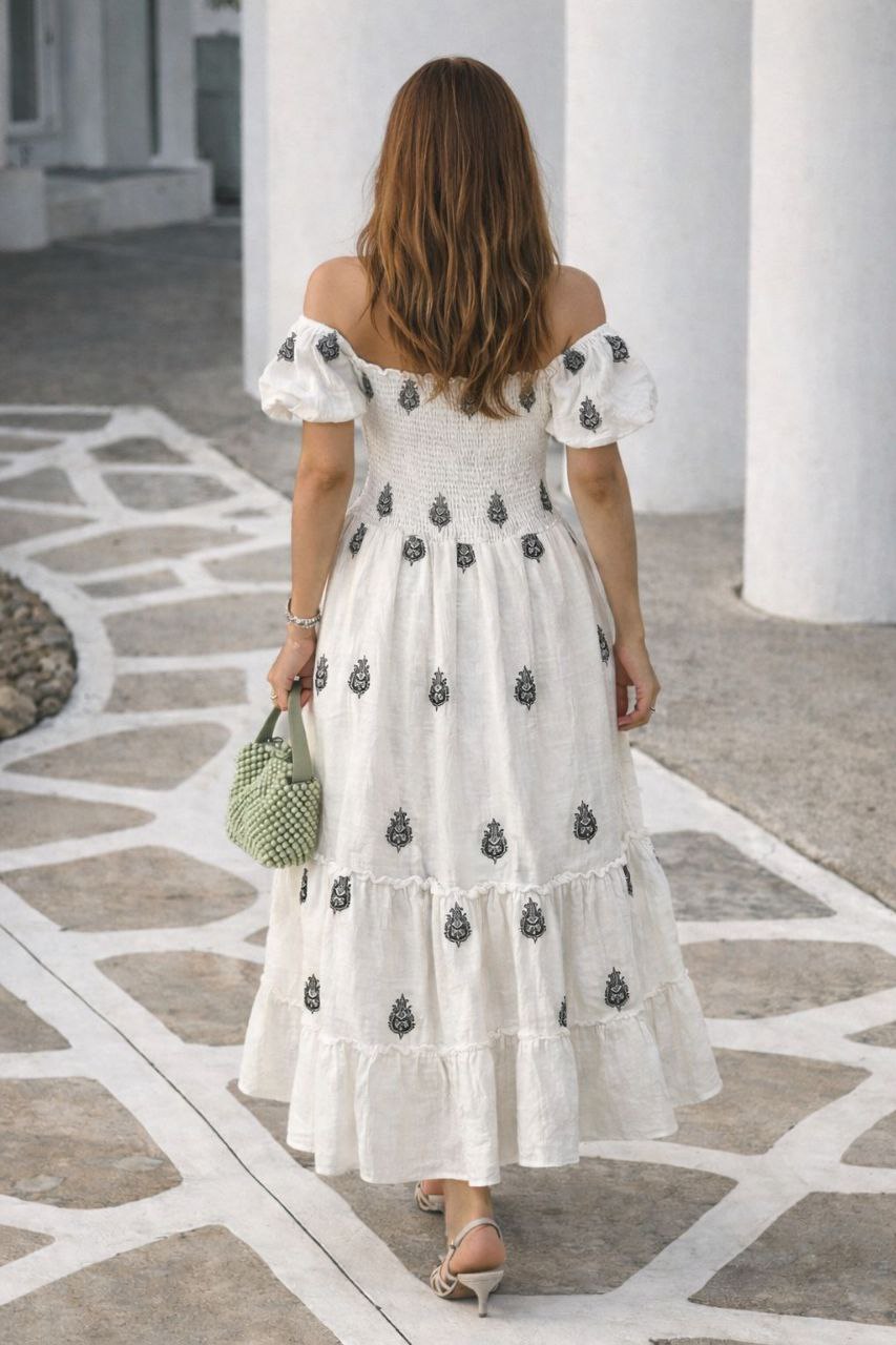 ASPRIN Boho Charm Midi Dress – Luxury Turkish Summer Dress