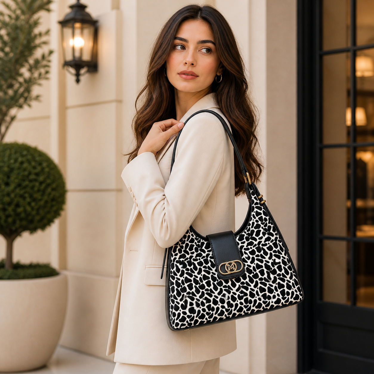 Molita Black & White Pattern Vegan Leather Handbag – Turkish Design