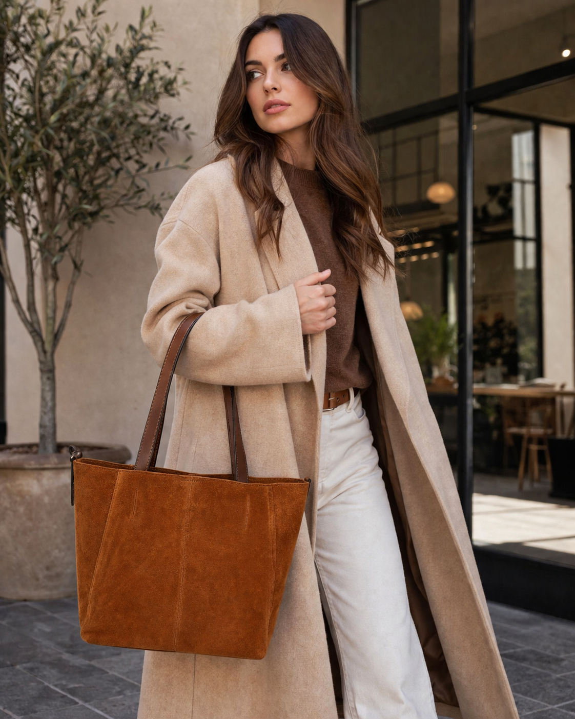 Sellona Bag Brown Suede Tote Shoulder Bag – Turkish Design