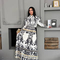 MSN Monochrome Floral Skirt Set – Luxury Turkish Elegant Two-Piece Style