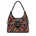 Molita Black Multicolor Artistic Leather Shoulder Handbag – Turkish Design