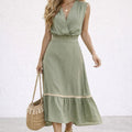 ASPRIN Olive Boho Midi Dress – Luxury Turkish Summer Style
