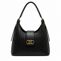 Molita Black Woven Vegan Leather Shoulder Bag – Elegant Turkish Handbag