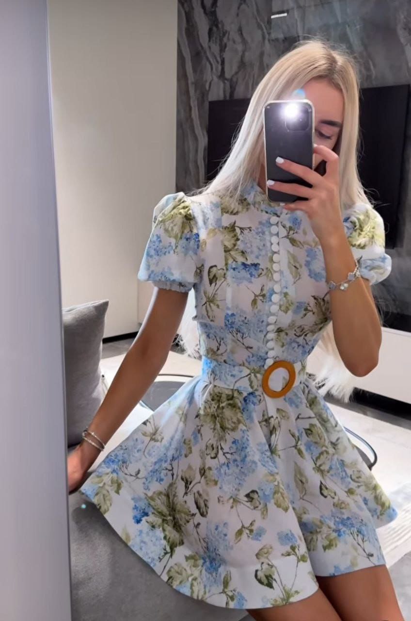 ASPRIN Bloom Charm Mini Dress – Luxury Turkish Floral Dress