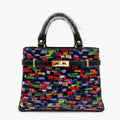 Molita Multicolor Pattern Structured Handbag with Gold Lock Detail – Turkish Design