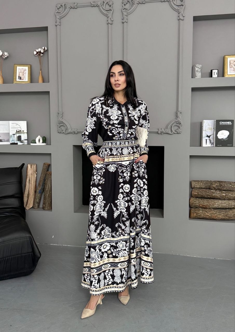 MSN Noir Floral Skirt Set – Luxury Turkish Elegant Two-Piece Style