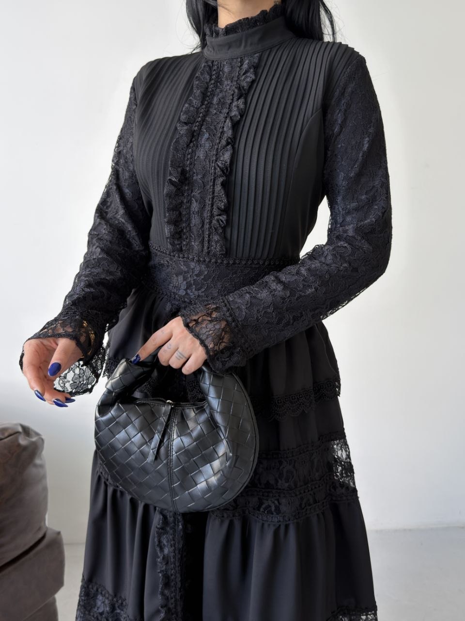 MSN Noir Lace Elegance Dress – Luxury Turkish Modest Fashion