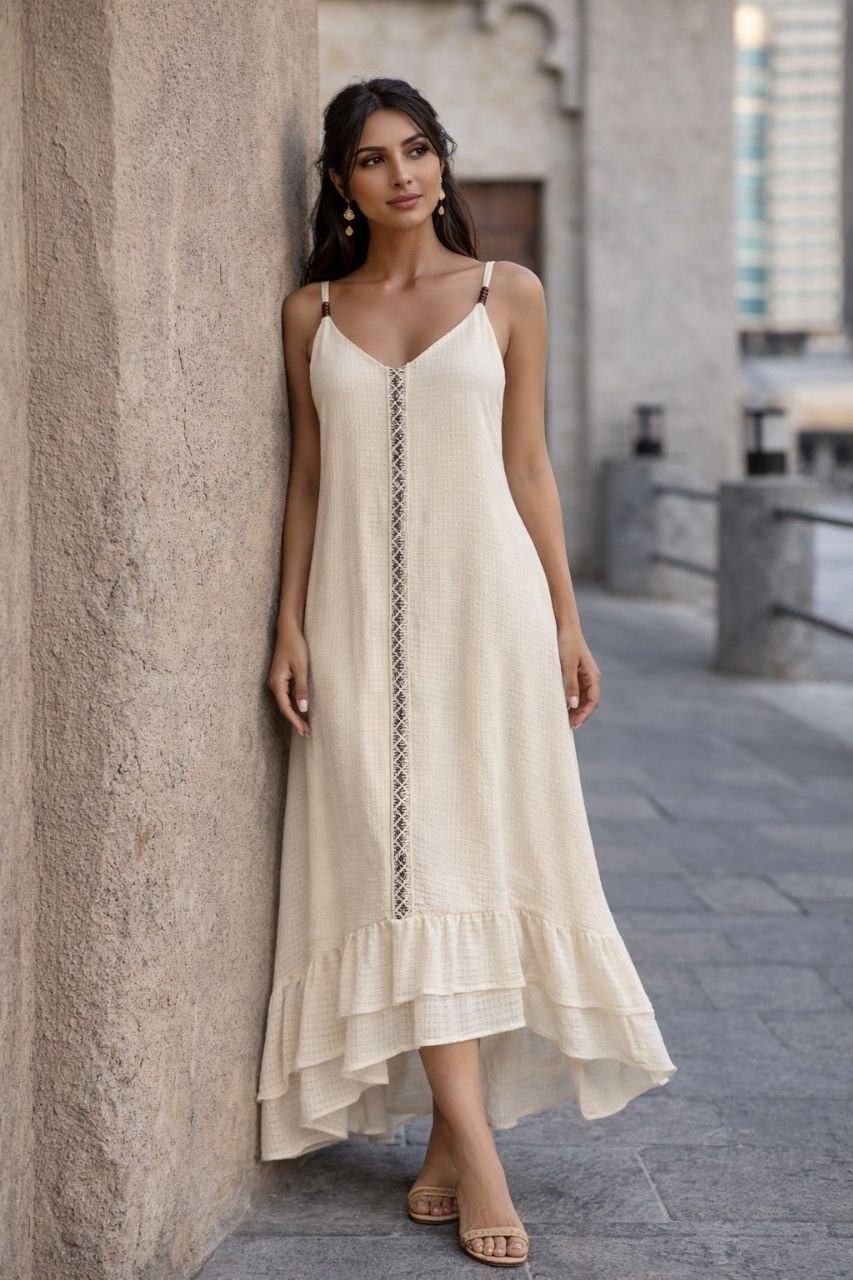 ASPRIN Desert Pearl Maxi Dress – Luxury Turkish Beige Dress