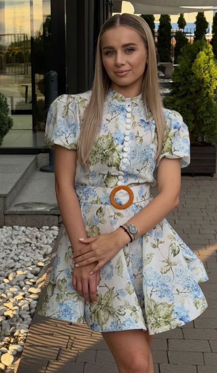 ASPRIN Bloom Charm Mini Dress – Luxury Turkish Floral Dress