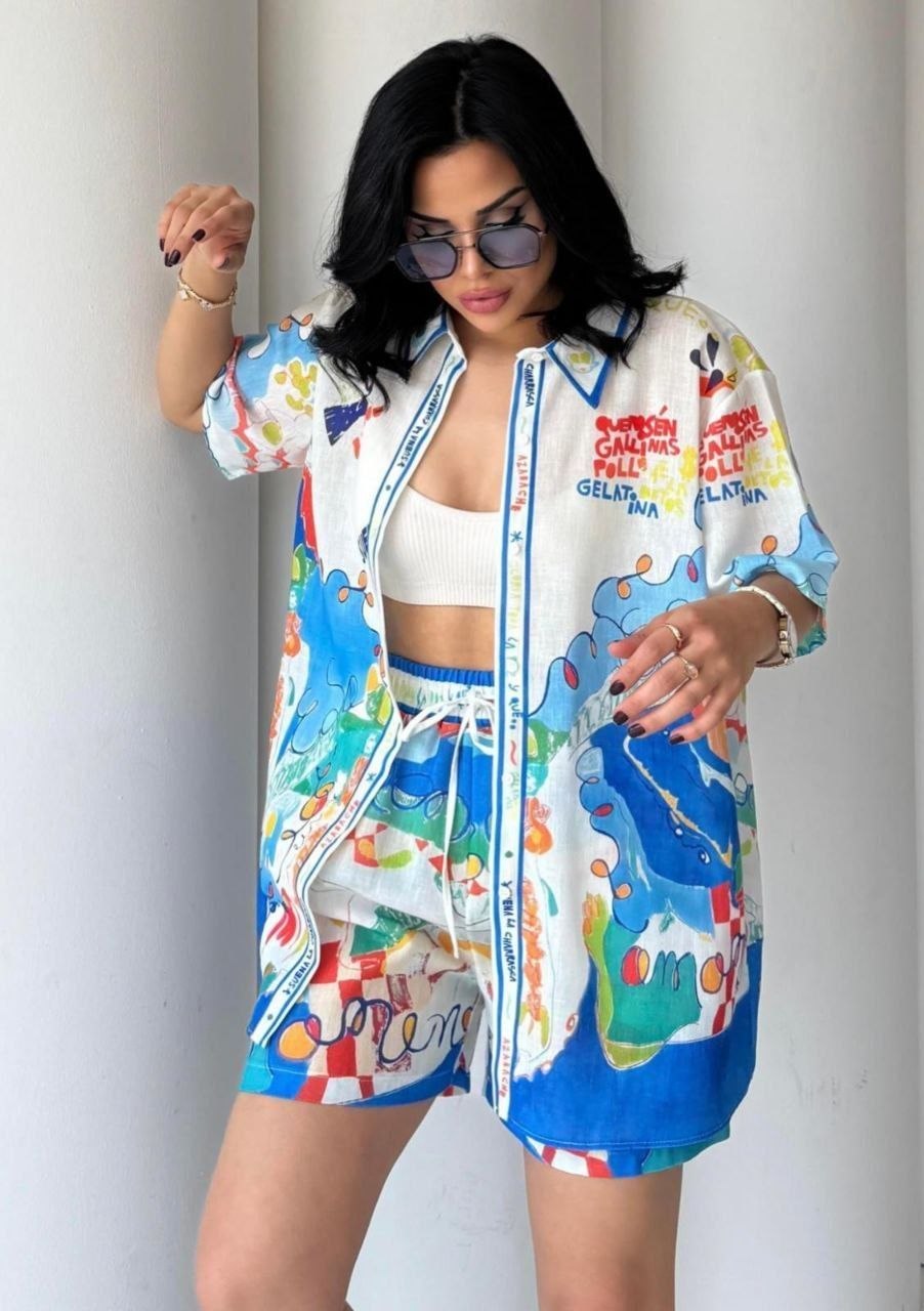ASPRIN Ocean Splash Linen Set – Luxury Turkish Summer Outfit