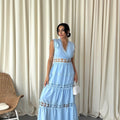 MSN Sky Blue Lace Maxi Dress – Luxury Turkish Feminine Elegance