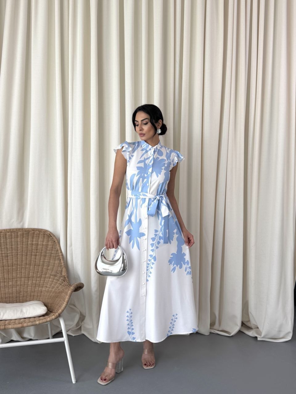 MSN Azure Blossom Maxi Dress – Luxury Turkish Summer Style