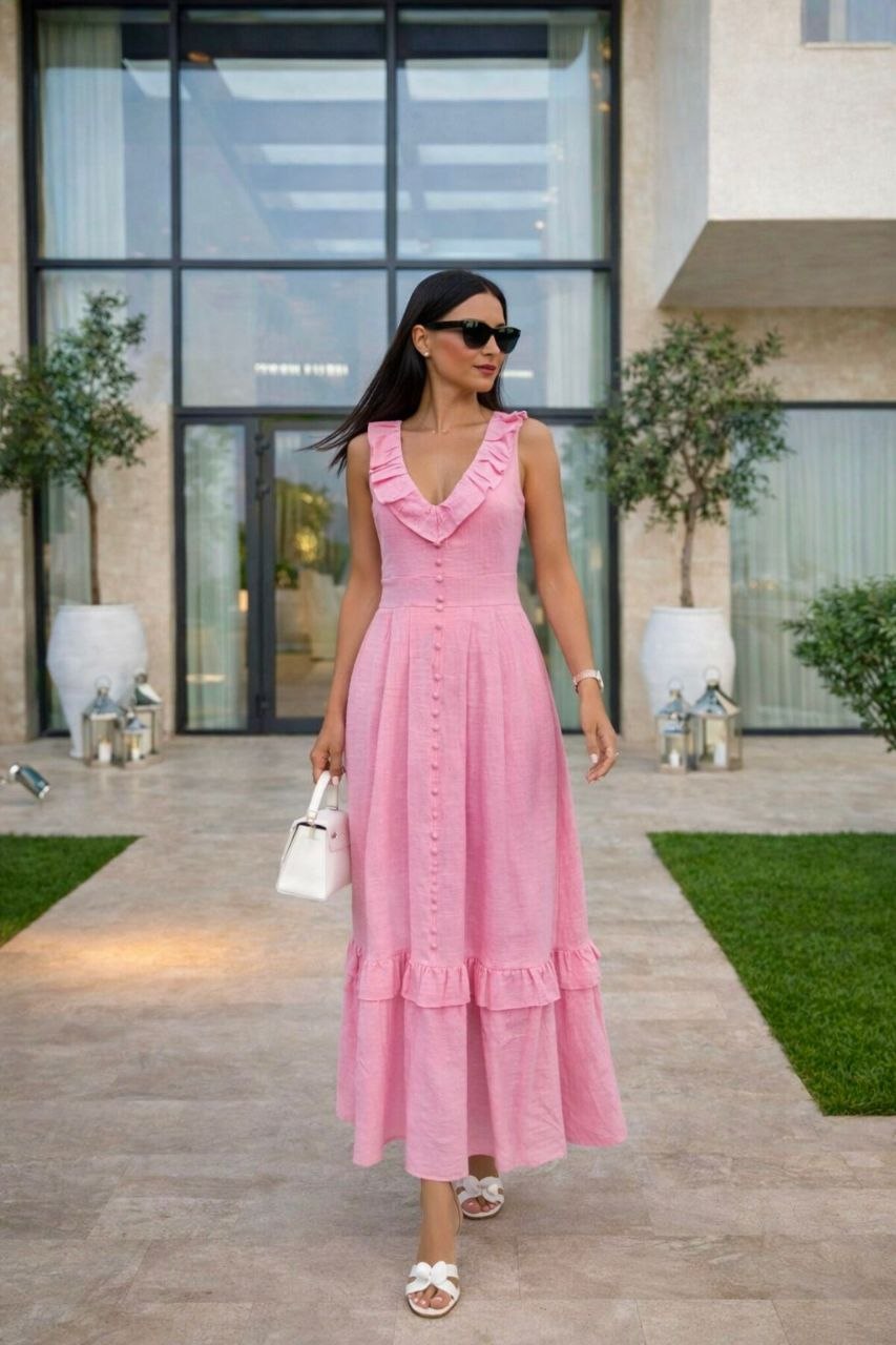 ASPRIN Blush Charm Maxi Dress – Luxury Turkish Pink Dress