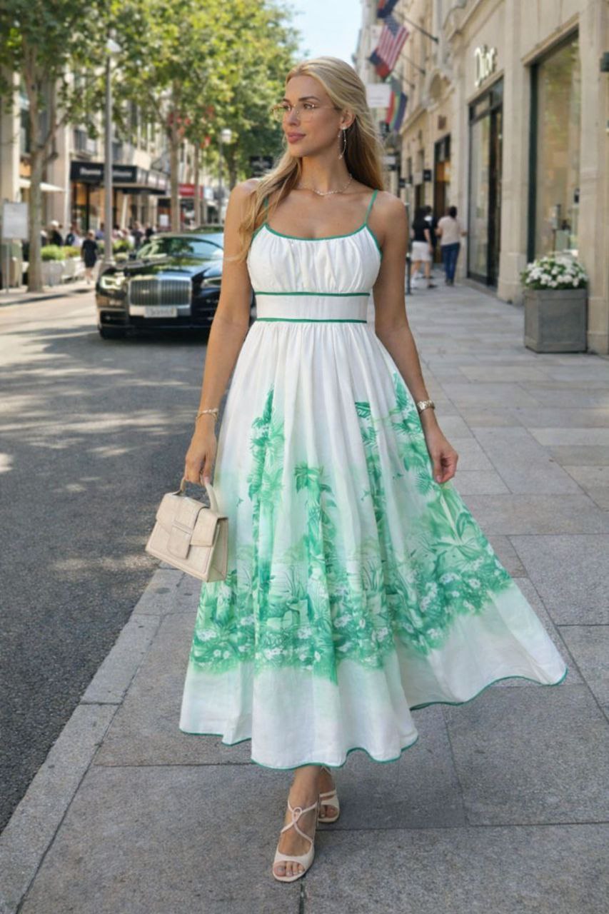 ASPRIN Emerald Breeze Maxi Dress – Luxury Turkish Summer Dress