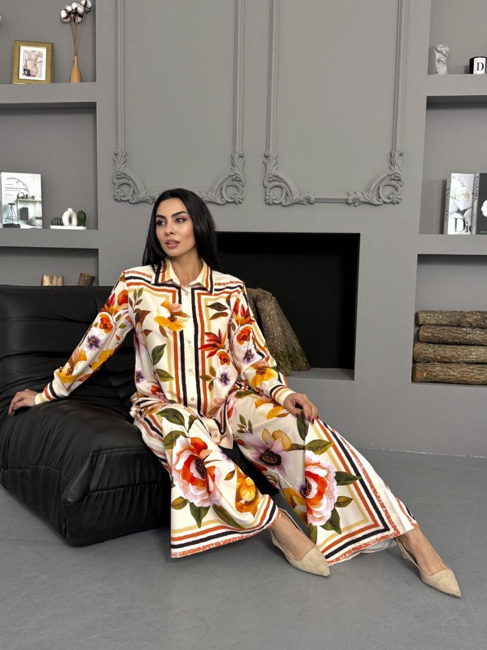 MSN Blossom Luxe Shirt & Wide Leg Pants Set – Elegant Turkish Fashion