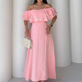 ASPRIN Blush Charm Off-Shoulder Maxi Dress – Luxury Turkish Summer Dress