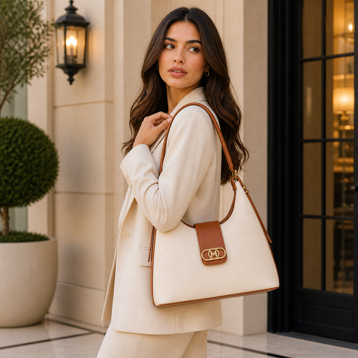 Molita Cream & Brown Vegan Leather Handbag – Turkish Design