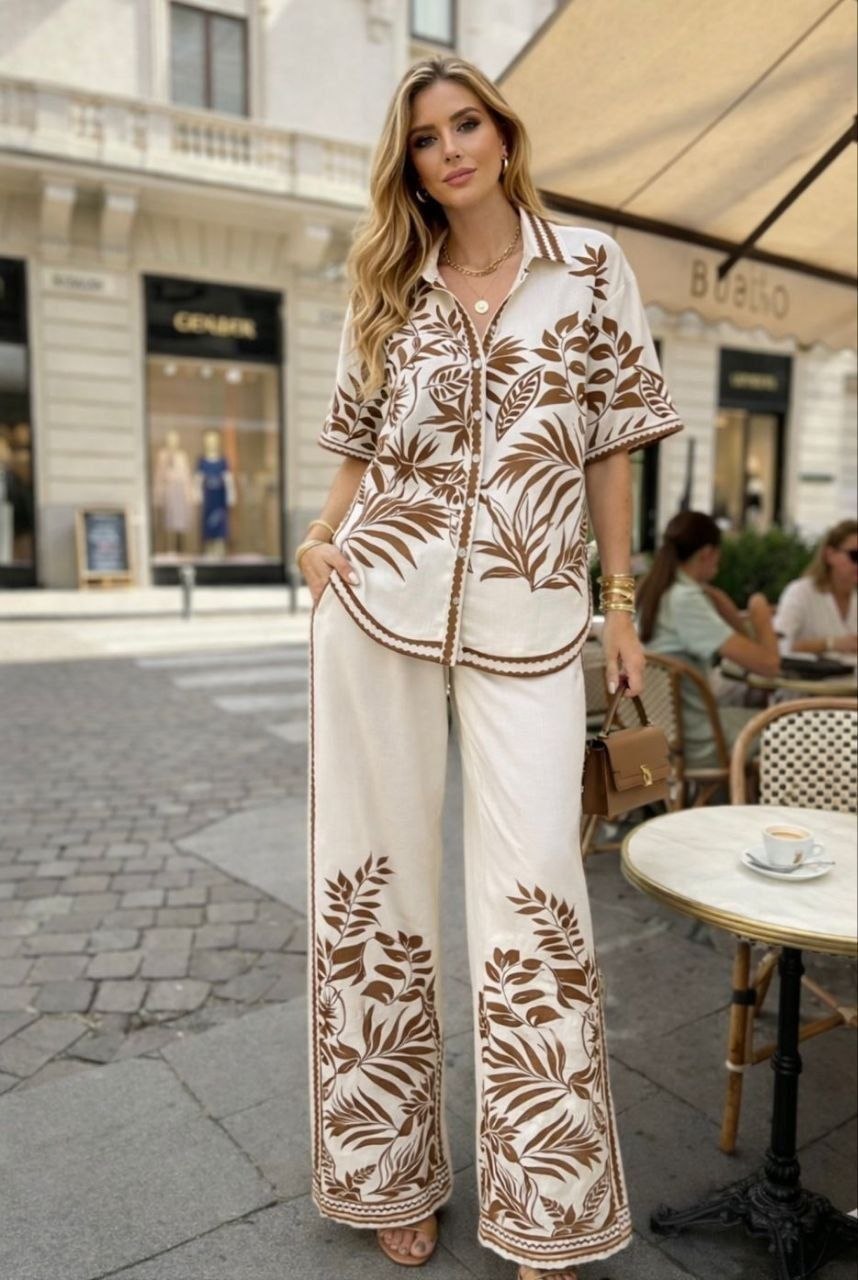 ASPRIN Premium Turkish Floral Two-Piece Set – Luxury Women’s Summer Outfit