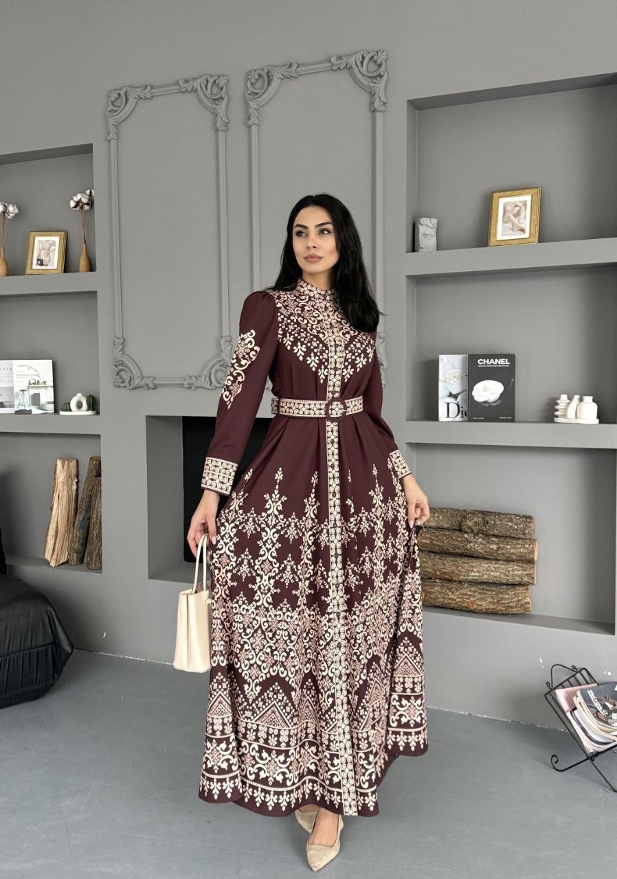 MSN Royal Embroidery Maxi Dress – Luxury Turkish Modest Evening Dress