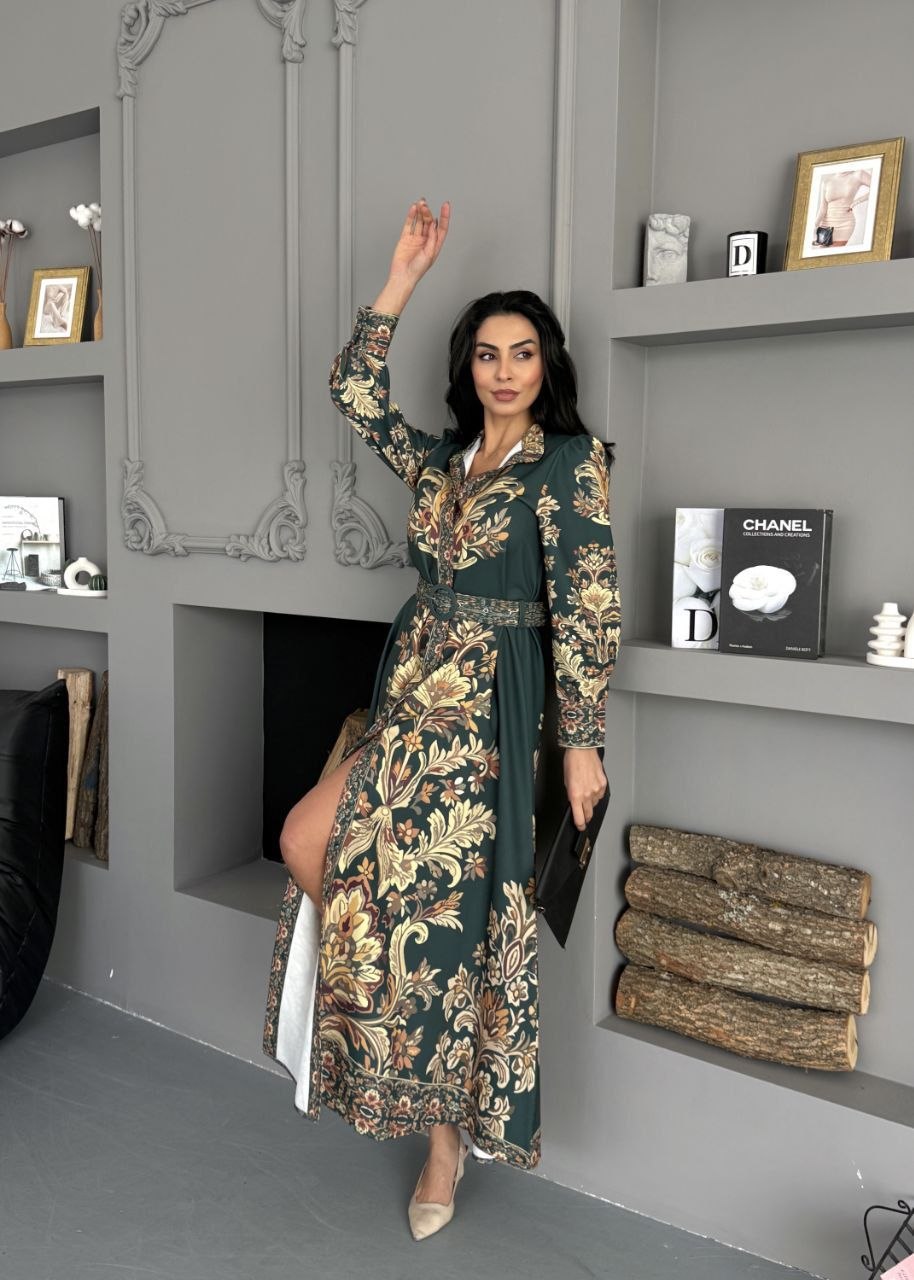 MSN Emerald Royale Slit Maxi Dress – Luxury Turkish Evening Fashion