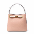 Molita Blush Pink Textured Handbag with Cream Strap & Gold Lock Detail – Turkish Design