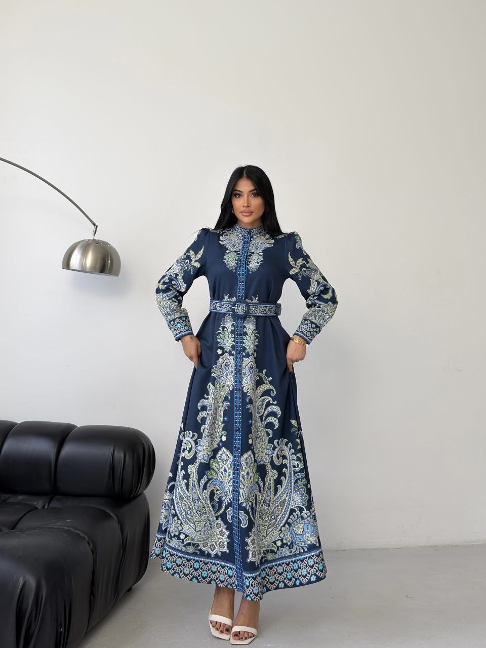 MSN Sapphire Paisley Maxi Dress – Luxury Turkish Evening Elegance