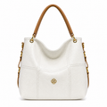 Molita White Leather Shoulder Handbag with Tan Handle – Turkish Design