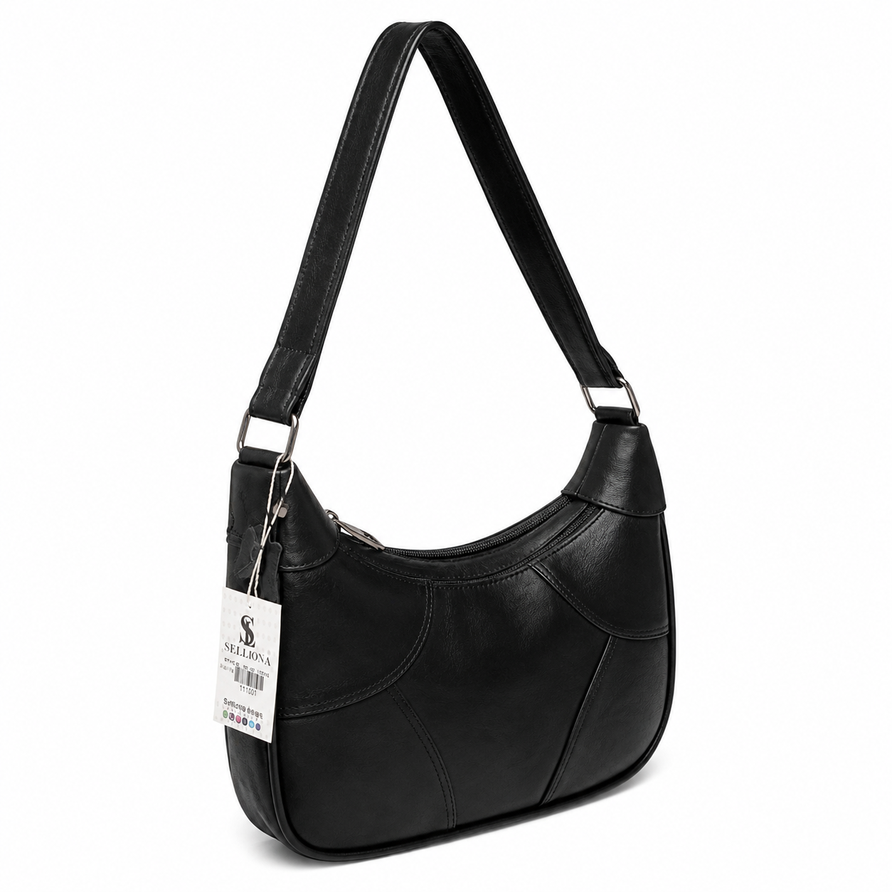 Sellona Bag Black Leather Baguette Shoulder Bag – Turkish Design